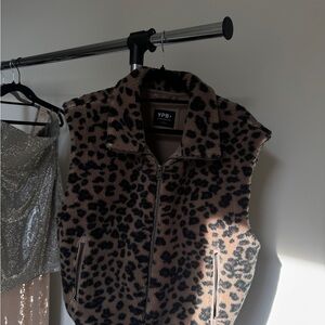 YPB Leopard Print Fleece Vest